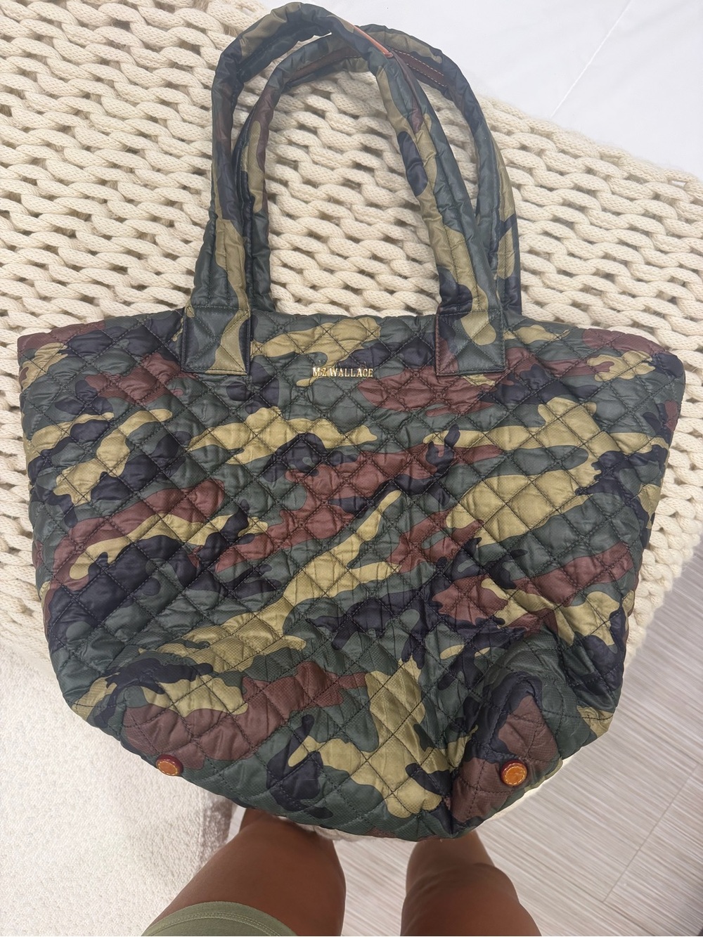 MZ Wallace Quilted Camo Tote Bag - Green/Brown
